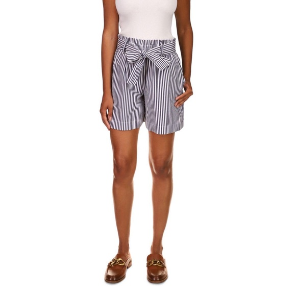 Michael Kors Navy Stripe Paper Bag Shorts NWOT Size 6 - Picture 2 of 12